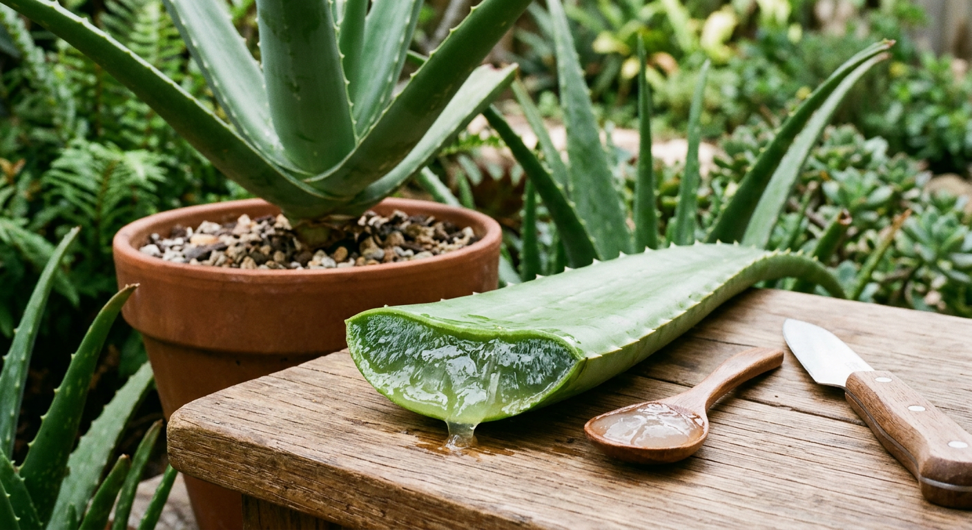 Aloe Vera Blatt und Gel